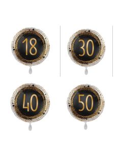 PALLONCINI DF MYLAR 18" GOLD & BLACK ETA'