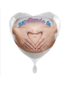 PALLONCINO DF MYLAR 18" CUORE ASPETTANDO TE...