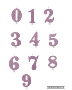 CANDELINA NUMERICA MAUVE GLITTER