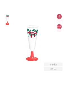 4 FLUTE RIUTILIZZABILE PIEDE ROSSO 150CC