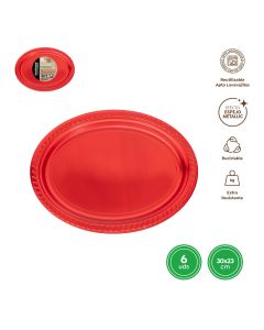 VASSOIO ROSSO METAL RIUTILIZZABILE 6PZ 30X23CM