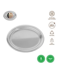 VASSOIO ARGENTO METAL 30X23CM 6PZ