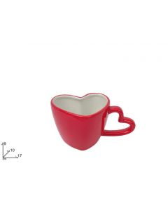 TAZZA A CUORE ROSSO IN CERAMICA LV