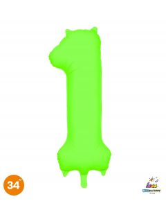 NUMERO 1 MYLAR 34"/86CM NEON VERDE