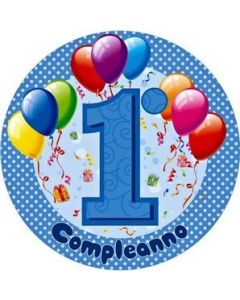 PALLONCINO MYLAR TONDO 1°COMPLEANNO CELESTE