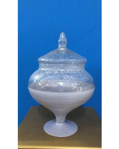 AMPOLLA IN VETRO LILLA CON TAPPO D.18CM H 26,5CM