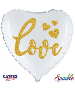 PALLONCINO MYLAR 18" LOVE SPARKLE GOLD LV