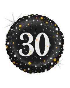 PALLONCINO MYLAR 30 ANNI NERO GLITTER