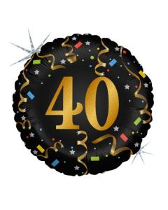 PALLONCINO MYLAR 40 ANNI NERO GLITTER