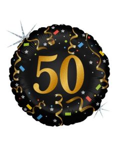 PALLONCINO MYLAR 50 ANNI NERO GLITTER