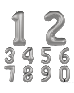 NUMERI MYLAR 34"/86CM MATTE MOONLIGHT SILVER