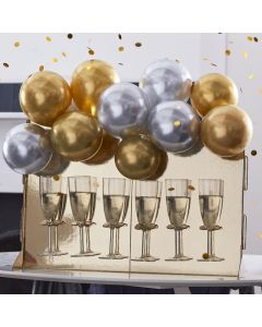 STAND PORTA PROSECCO IN ORO CON PALLONCINI CRHOME