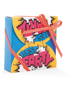 SCATOLINE POP ART BEST PARTY SU FONDO BLU 5,5x5,5x2,5cm PZ.20