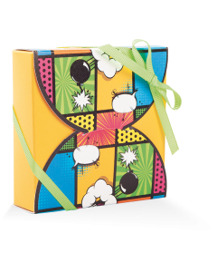 SCATOLINE POP ART MINA A QUADRI SU FONDO GIALLO 5,5x5,5x2,5cm PZ.20