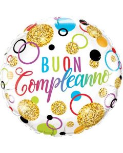 PALLONCINO MYLAR BUON COMPLEANNO GOLD