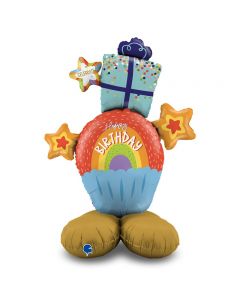 PALLONCINO 47" Standups Happy Birthday "Rainbow Cupcake"