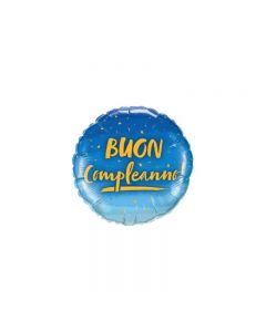 PALLONCINO MYLAR BUON COMPLEANNO BLU ORO