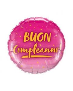 PALLONCINO MYLAR BUON COMPLEANNO FUCSIA ORO