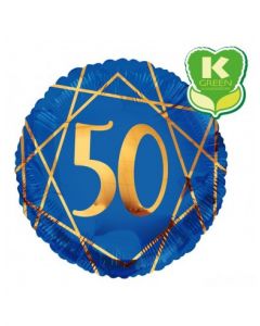 PALLONCINO MYLAR 50 BLU E ORO 18inch.