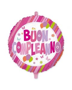 PALLONCINO MYLAR  BUON COMPLEANNO ROSA