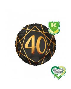 PALLONCINO MYLAR 40 NERO E ORO18inch.