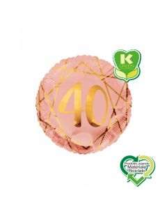 PALLONCINI MYLAR 40anni ROSA E GOLD 18inch.