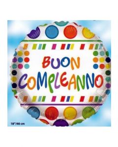 PALLONCINO MYLAR TONDO BUON COMPLEANNO