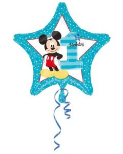 PALLONCINO MYLAR TOPOLINO 1° COMPLEANNO CELESTE