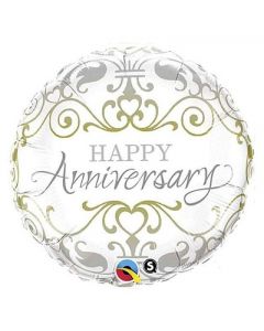 MYLAR ANNIVERSARIO BIANCO E ORO 18inch.