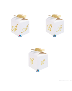 SCATOLINE CUBETTO FIOCCO CON INIZIALI PZ.10