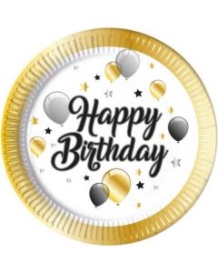 PIATTO HAPPY BIRTHDAY NERO E ORO PZ. 8