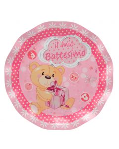 PIATTI PICCOLI BATTESIMO ROSA PZ.8