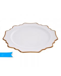 PIATTO IN PLASTICA SVUOTATASCHE BIANCO/ORO 22CM