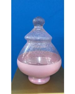 AMPOLLA IN VETRO ROSA PICCOLA CON TAPPO D.18CM H 26,5CM