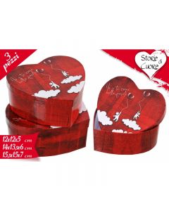 SET SCATOLE PICCOLE CUORE LOVE IS IN THE AIR PZ.3 LV