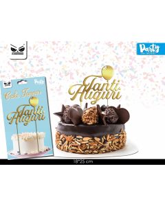 CAKE TOPPER TANTI AUGURI GOLD