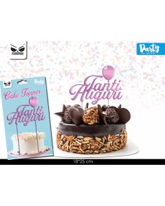 CAKE TOPPER TANTI AUGURI PINK