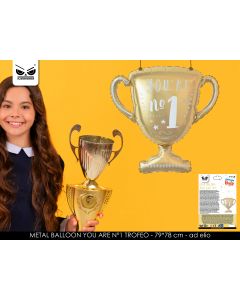 PALLONCINO COPPA ORO METAL YOU ARE NÂ°1 TROFEO 78cm
