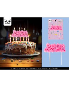 CANDELA BUON COMPLEANNO ROSA ST7157