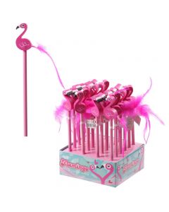 MATITA CON GOMMA FENICOTTERO CON PIUMA PZ.1