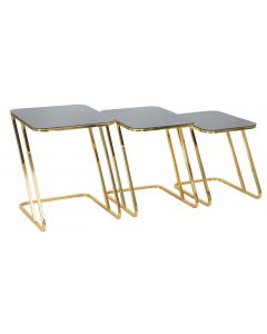 TAVOLINETTI SET 3PZ SIMPLE ORO 44X50X55-39X49X51- 34X47X45 CM