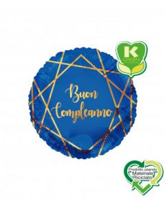 PALLONCINO MYLAR BUON COMPLEANNO ORO E BLU