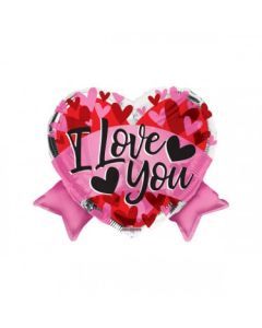 PALLONCINO MYLAR CUORE I LOVE YOU ROSA 45CM/18"