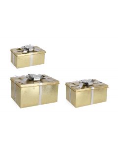 SET 3 SCATOLA NATALIZIA ORO IN FERRO 0970855