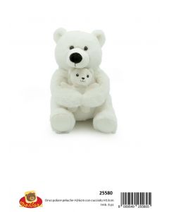 PELUCHE ORSO POLARE CON BABY H26cm