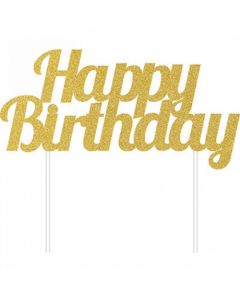 CAKE TOPPER HAPPY BIRTHDAY ORO GLITTER