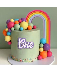 CAKE TOPPER ARCOBALENO CON PALLINE 