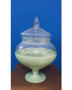 AMPOLLA IN VETRO VERDE MELA CON TAPPO D.18CM H 26,5CM