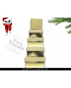 SET 5 SCATOLE RETTANGOLARI GLITTER GOLD