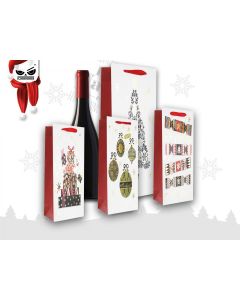 SACCHETTO IN CARTA PORTA BOTTIGLIA X-MAS PZ.1